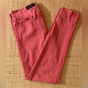 J Crew Pink Toothpick Ankle Jeans 5 Pocket Logo Hardware Jeans